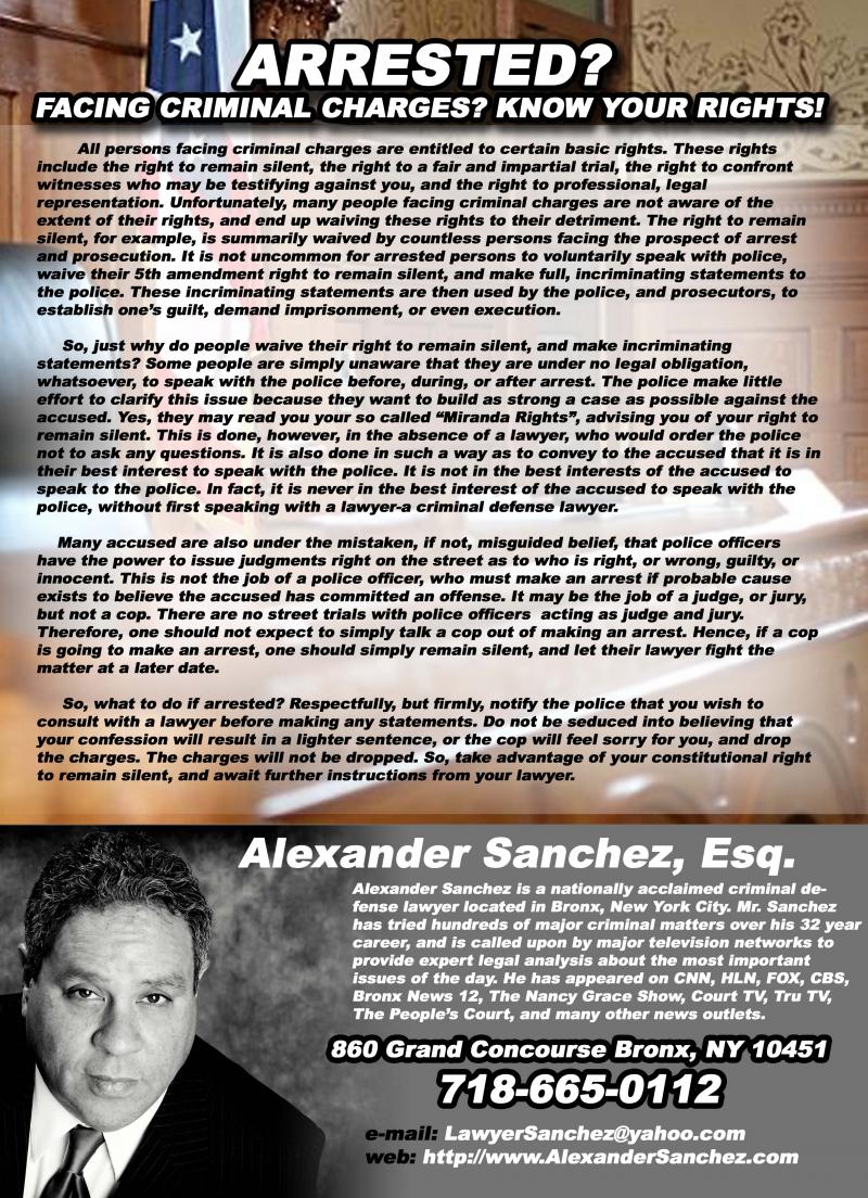 Alexander Sanchez, Bronx Criminal Lawyer